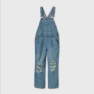 Distressed Denim Overalls